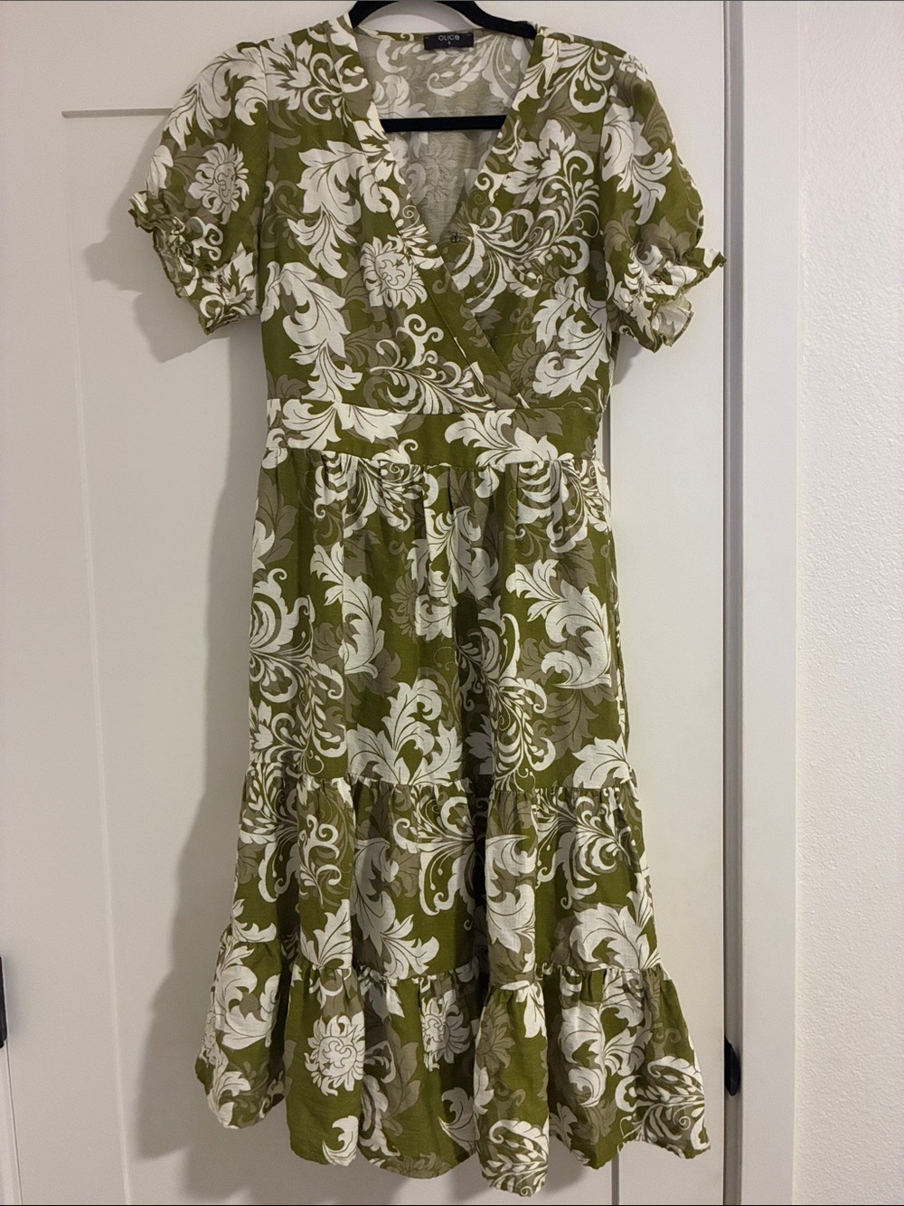 Police Olive Green Midi Dress with White Floral Print